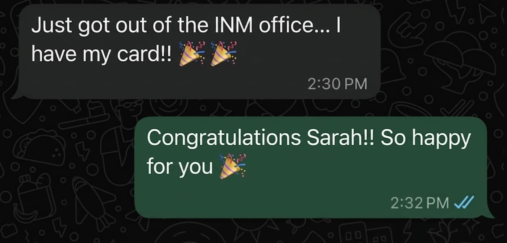 Client WhatsApp message